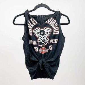 Harley Davidson Motorcycles Reworked Tee T-shirt Top Tie Moto Tank